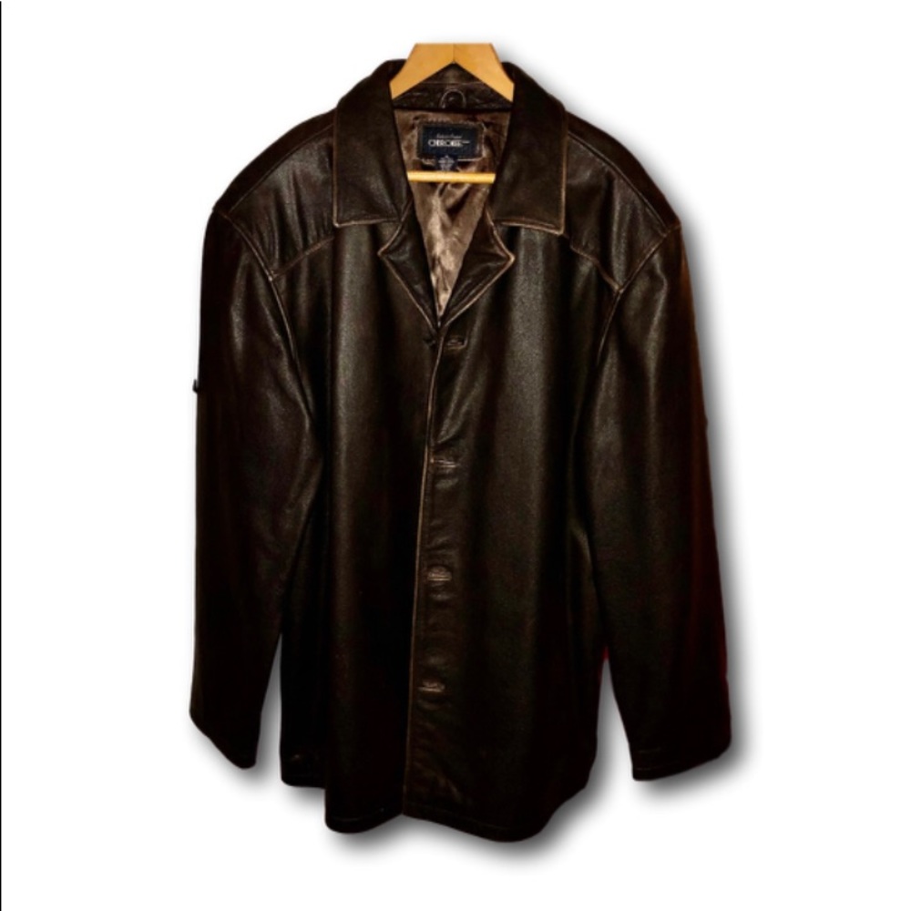 Cherokee mens heavy leather coat Size extra large.